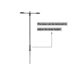 Farola de LED doble con base ajustable de altura 1 a 6 cm Steel Street Lamp 07-N MDT Models Escala N
