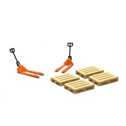 2 traspalés naranjas y 4 europalés 211027 N-Train Escala N