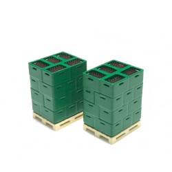 2 palés con cajas verdes de botellas 221008 87TRAIN Escala H0