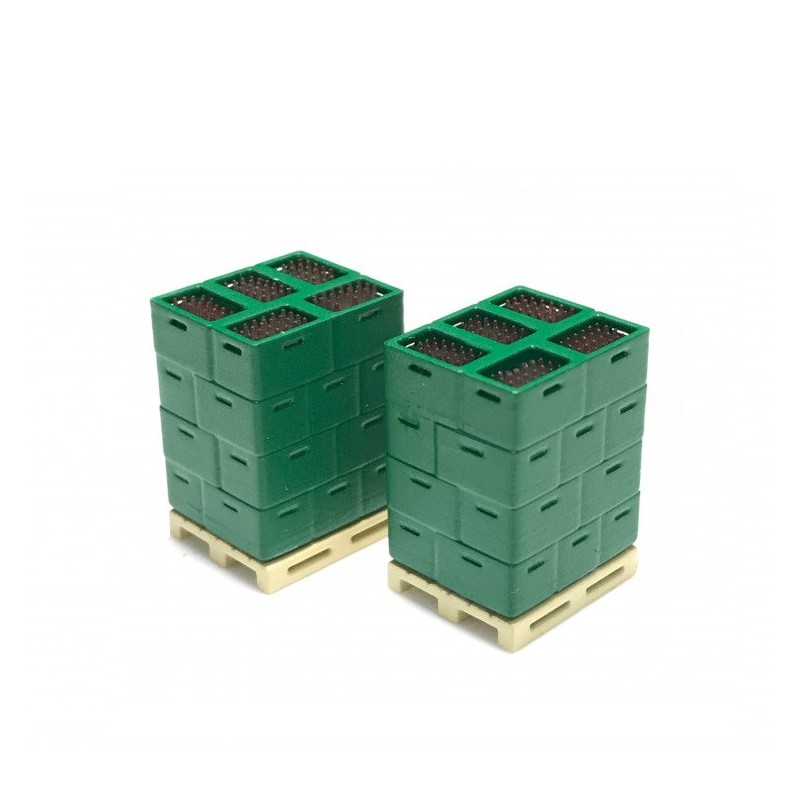2 palés con cajas verdes de botellas 221008 87TRAIN Escala H0