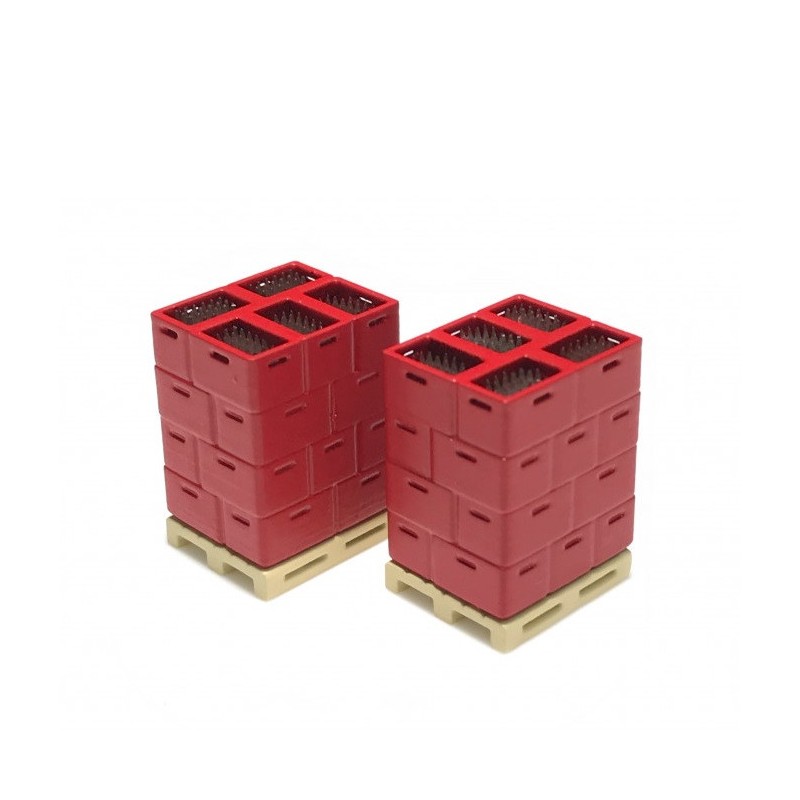 2 palés con cajas rojas de botellas 221009 87TRAIN Escala H0