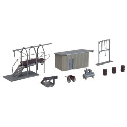 Casa compresor, andamiaje de tubos para soplado y complementos 120139 Faller Escala H0