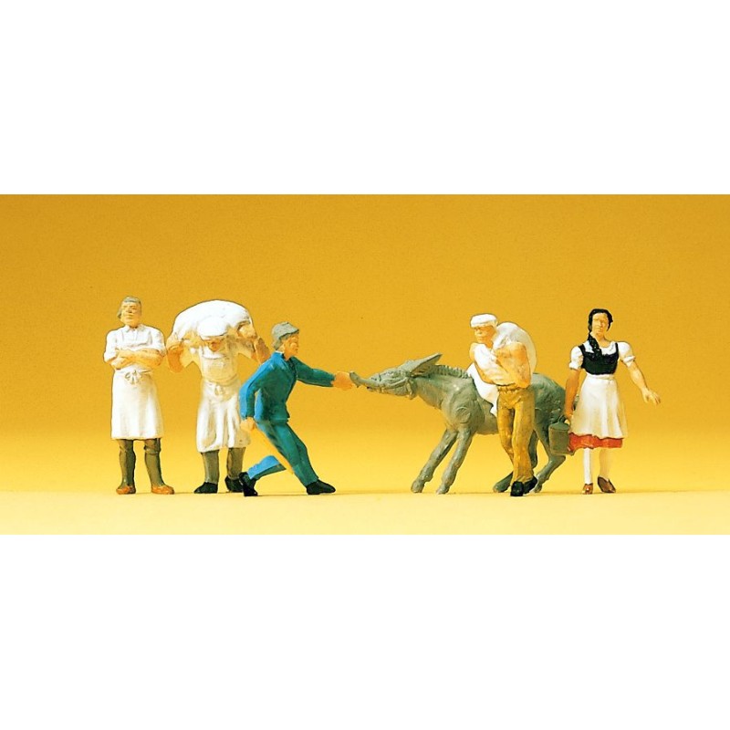 En el molino, con burro y sacos de harina 14129 Preiser Escala H0