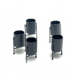 5 Papeleras metálicas, gris oscuro 221014 87Train Escala H0