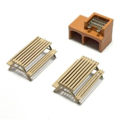 Barbacoa de parque con 2 mesas y bancos picnic 211023 N-Train Escala N