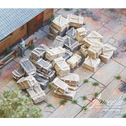 Cajas de madera, (tono mixto, claras y oscuras), 32 unid. 28307 Juweela Escala H0