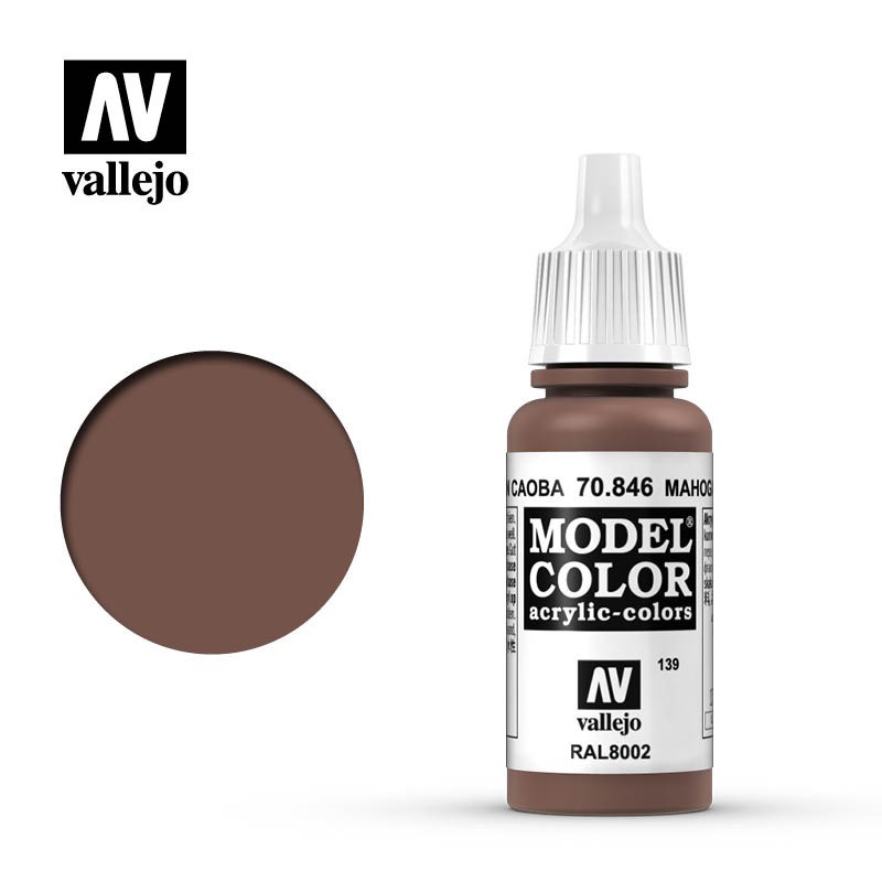 Pintura Acrílica, Marrón Caoba, 70846 Vallejo, Model Color, 17ml. nº139