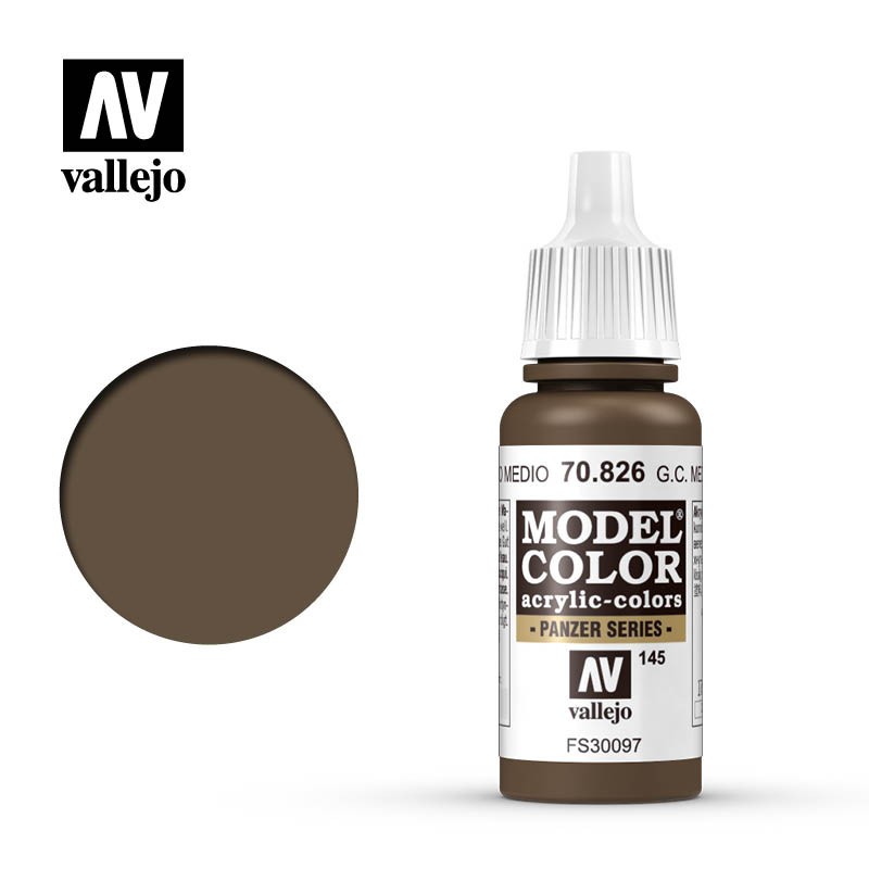 Pintura Acrílica, Alemán Camuflaje Pardo Medio, 70826 Vallejo, Model Color, 17ml. nº145