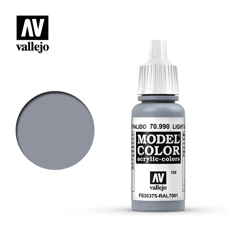 Pintura Acrílica, Gris Pálido, 70990 Vallejo, Model Color, 17ml. nº155