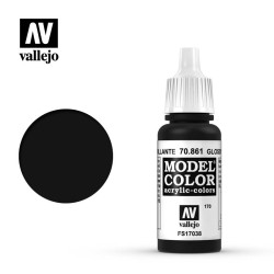 Pintura Acrílica, Negro Brillante, 70861 Vallejo, Model Color, 17ml. nº170