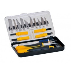 Estuche con cutters, cuchillas y accesorios , 22 pcs. 25150 DISMOER