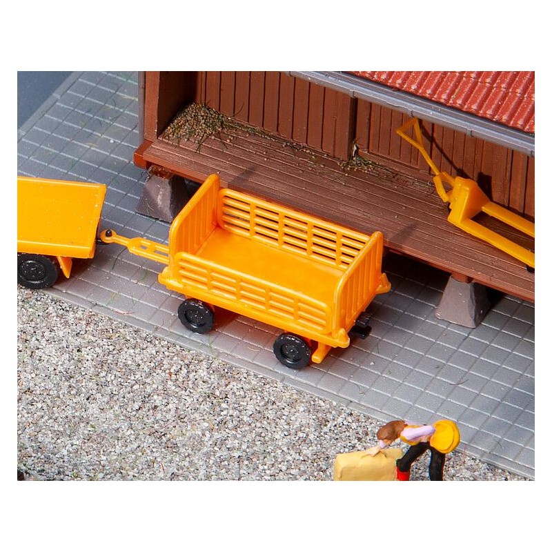 2 carritos remolque de carga, naranjas 180991 Faller Escala H0