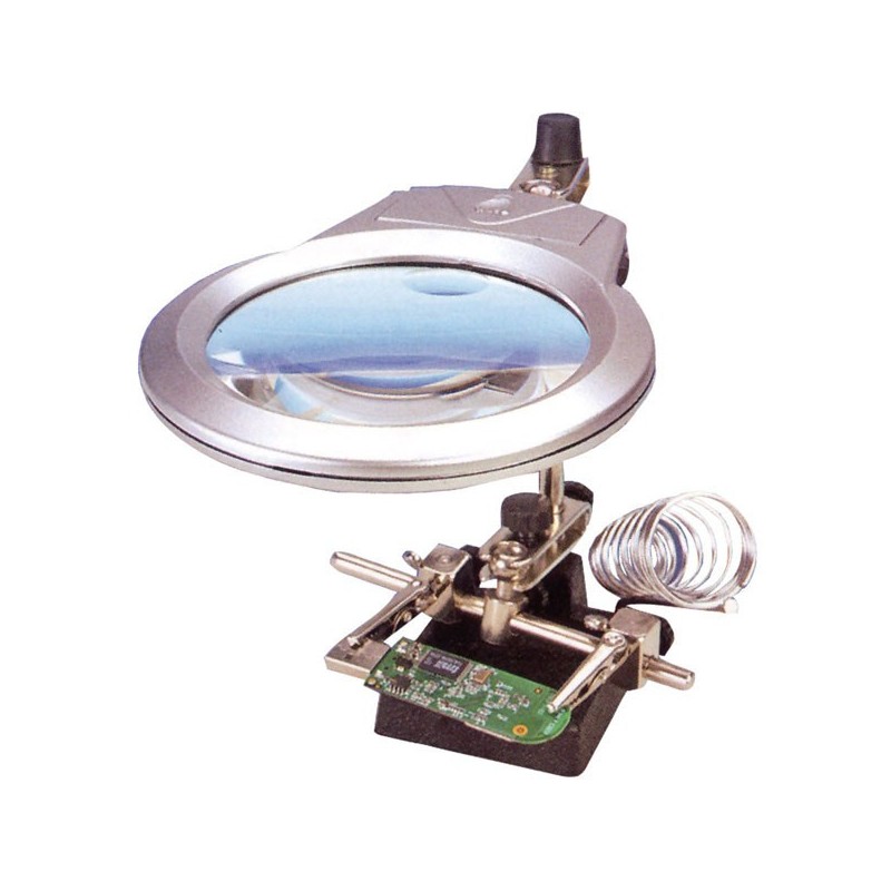 Robot de electrónica con Lupa, leds, pinzas de sujeccion y soporte de soldador 19101 DISMOER