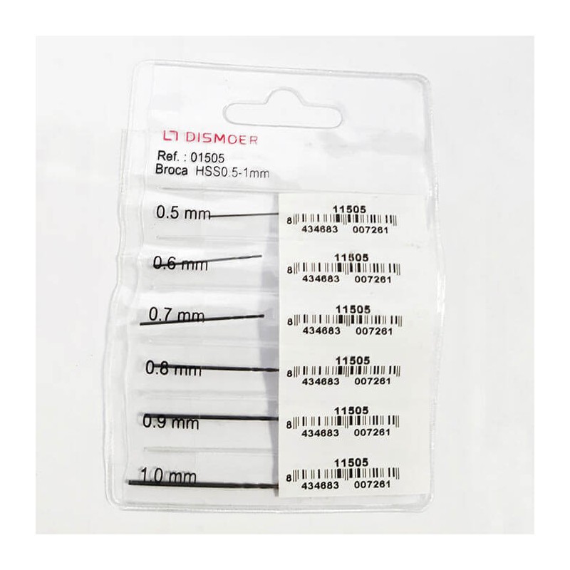Set de 6 brocas de acero HSS de 0.5 a 1mm 01505 DISMOER