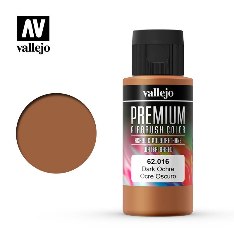 Pintura acrílica Premium, Ocre oscuro 62016 Vallejo, 60 ml.