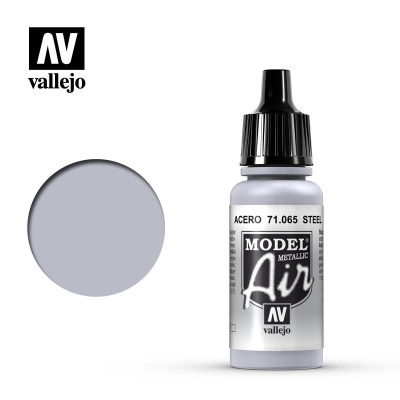 Pintura Acrílica, Acero (Metalizado), 71065 Vallejo, Model Air, 17ml.