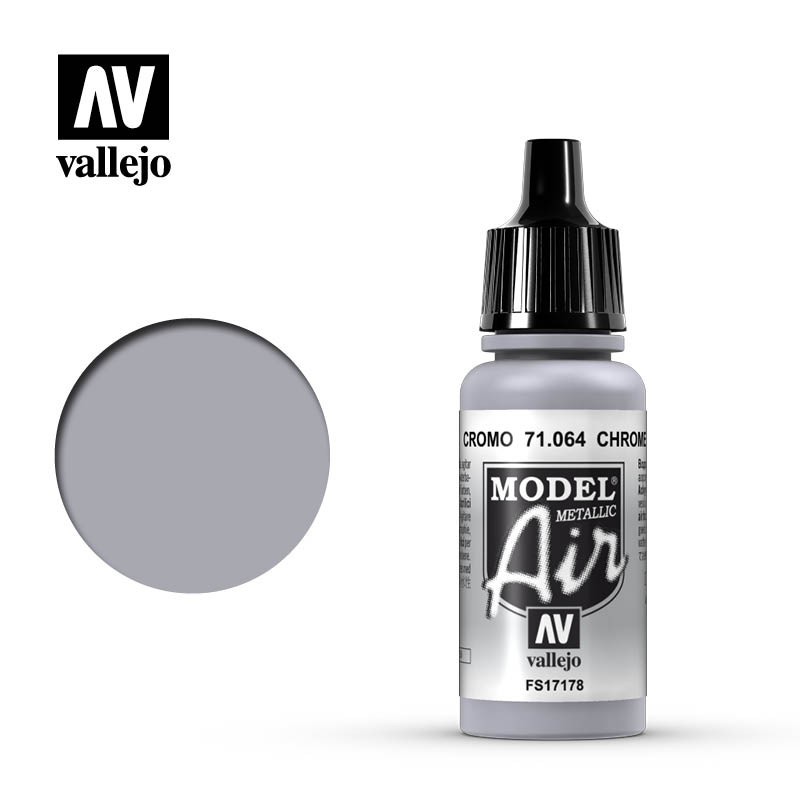 Pintura Acrílica, Cromo (Metalizado), 71064 Vallejo, Model Air, 17ml.