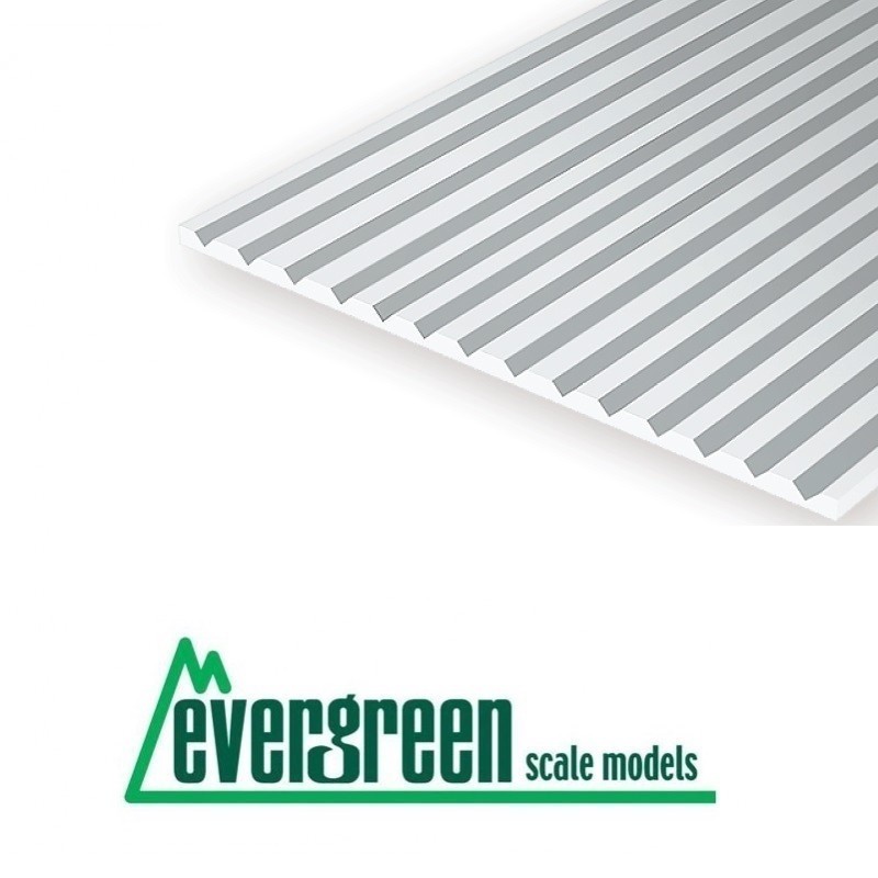 1 Plancha con ranura en V de estireno 1.30 mm y grosor de 0.5 mm EVERGREEN 2050