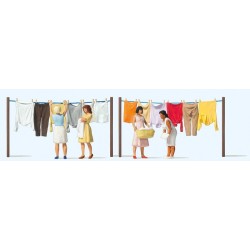 Mujeres colgando ropa 10741 Preiser Escala H0