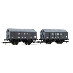 Set de 2 vagones cubiertos de 2 ejes PX, decoración gris, "Ensidesa" HE6009 Electrotren Escala H0