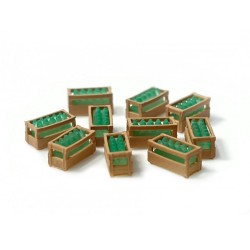 12 Cajas de madera con botellas verdes 211049 N-Train Escala N