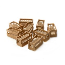 9 Cajas de madera con botellas transparentes 221050 87Train Escala H0
