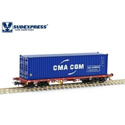 Vagón CP Sgmms portacontenedor CMA CGM 40 S450005 Sudexpress Escala H0
