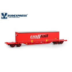 Vagón portacontenedor Sgnss Takargo Crossrail SUTK04617 Sudexpress Escala H0