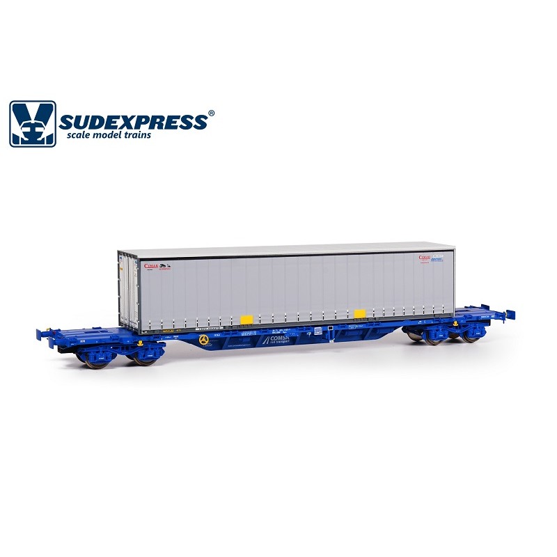 Vagón portacontenedor Sgnss Comsa Cimar SUCM03717 Sudexpress Escala H0