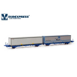 Vagones portacontenedores Laagrss Comsa SUCM64317 Sudexpress Escala H0