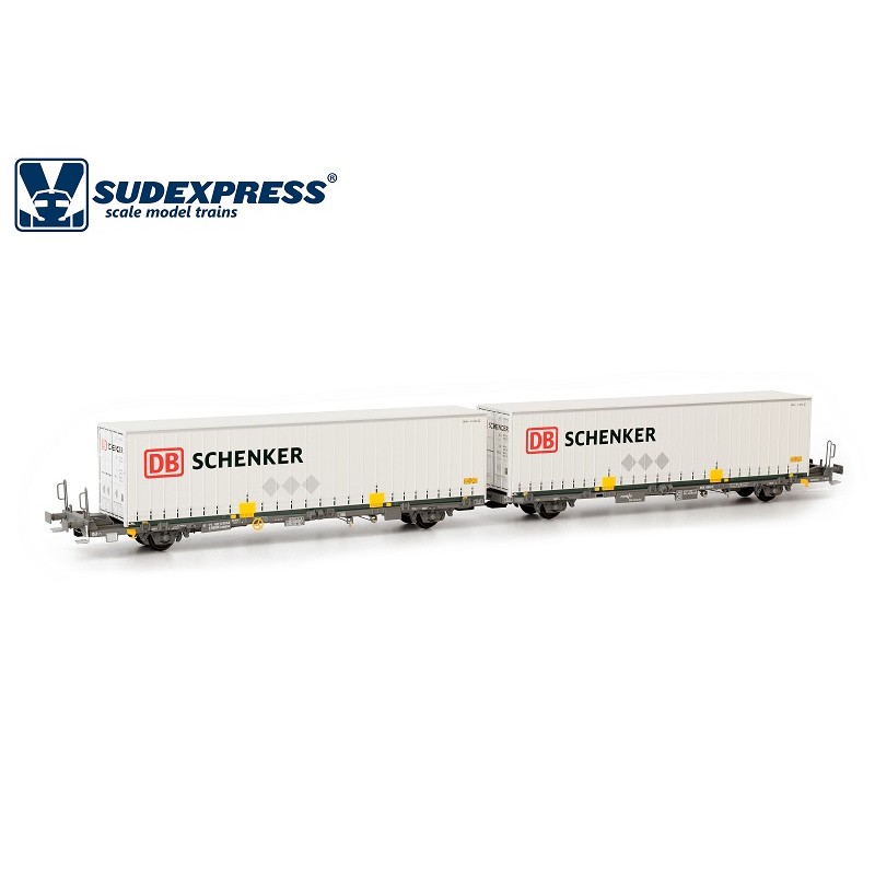Vagones portacontenedores Laagrss Renfe Mercancías SURM03417 Sudexpress Escala H0