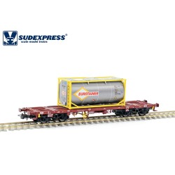 Vagón portacontenedores CP Sgmms Eurotainer S450109 Sudexpress Escala H0