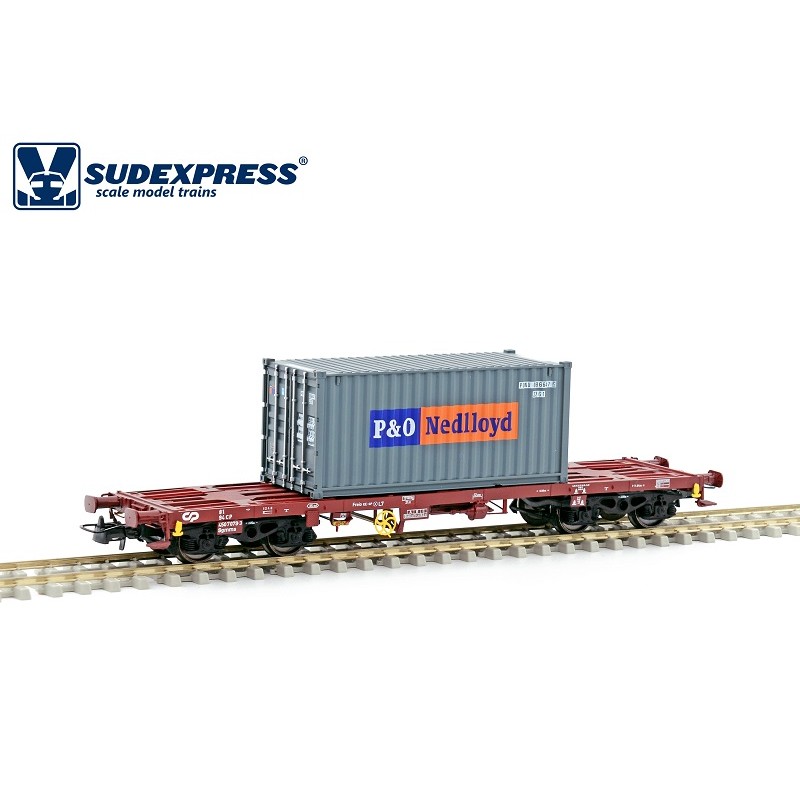 Vagón portacontenedores CP Sgmms S450079 Sudexpress Escala H0