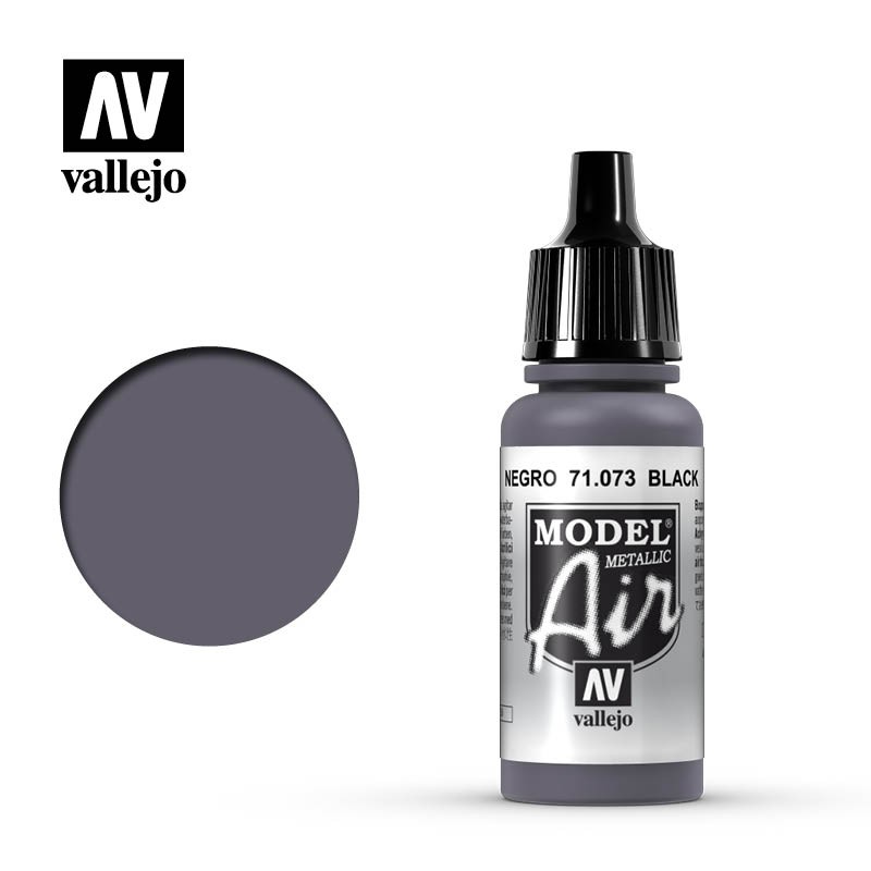 Pintura Acrílica, Negro (Metalizado) 71073 Vallejo, Model Air, 17ml.