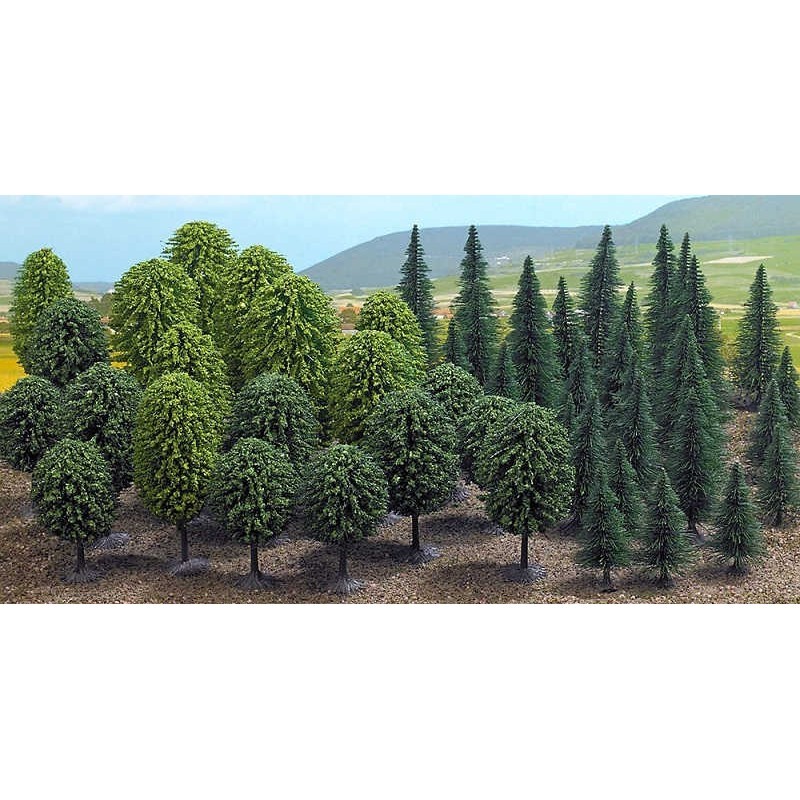 50 árboles con base, bosque mixto, de 3 a 6 cm 6591 Busch