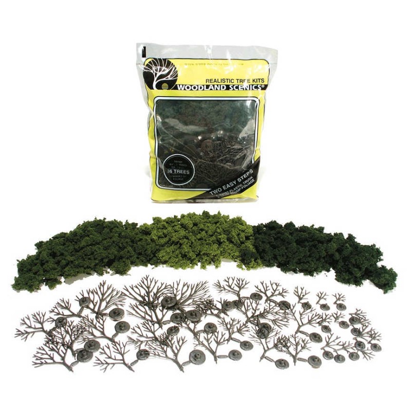 36 árboles en kit para montar de 1,9 a 7,6 cm TR1101 Woodland Scenics