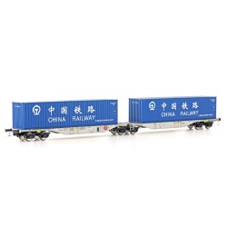 Plataformas portacontenedores Sggmrss 90´AAE "CHINA RAIL" 90702 Mehano Escala H0