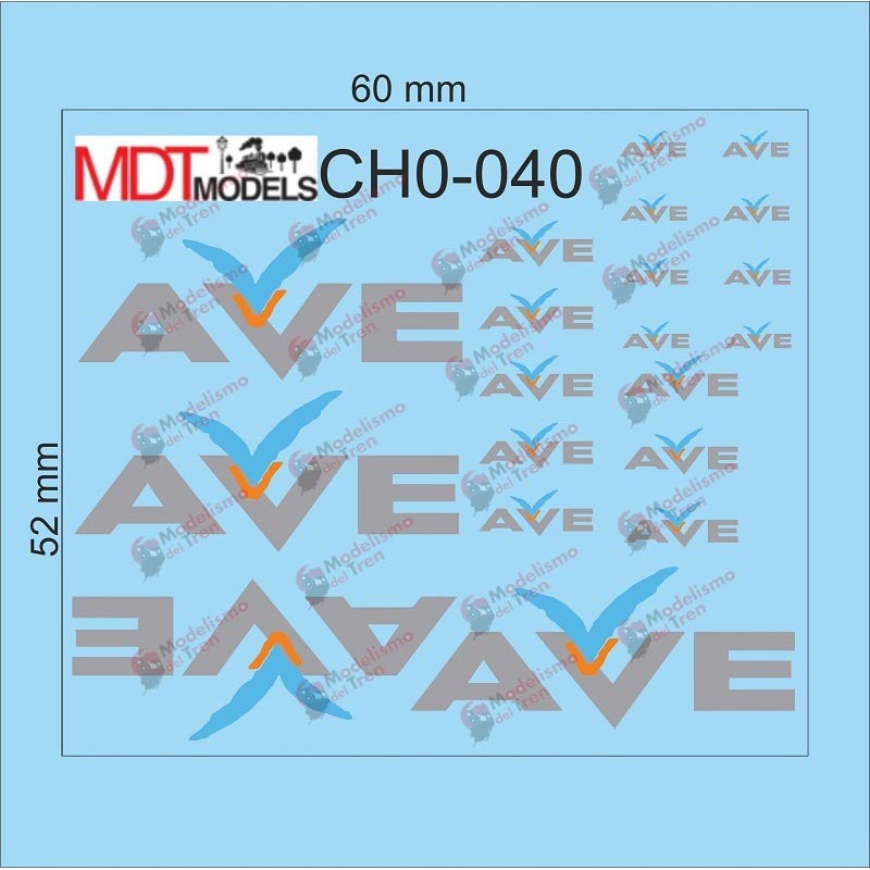 20 calcas de logotipos AVE CH0-040 MDT Models Escala H0