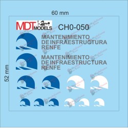14 calcas de logotipos Mantenimiento de Infraestructura RENFE CH0-050 MDT Models Escala H0