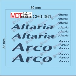 16 calcas de logotipos Altaria y Arco RENFE CH0-061 MDT Models Escala H0