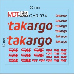*30 calcas de logotipos CAF y Takargo CH0-074 MDT Models Escala H0