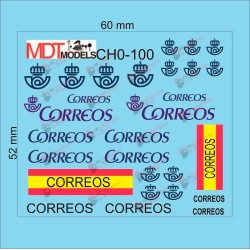 30 calcas de logotipos CORREOS CH0-100 MDT Models Escala H0