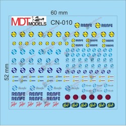 136 calcas de logotipos RENFE y Talgo CN-010 MDT Models Escala N