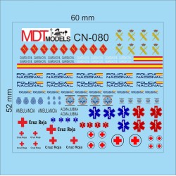 118 calcas de logotipos Policía Nacional, Guardia Civil, Cruz Roja y Ambulancias CN-080 MDT Models Escala N