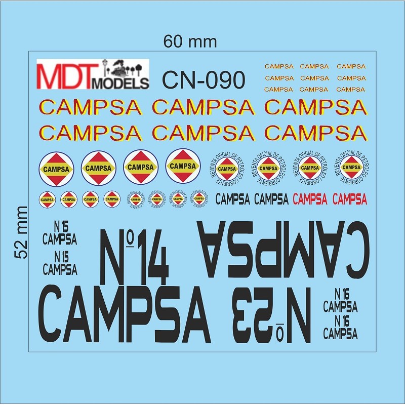50 calcas de logotipos CAMPSA CN-090 MDT Models Escala N