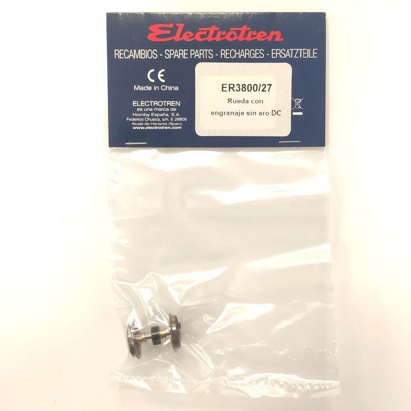 Rueda con engranaje sin aro DC (eje 2º) ER3800/27 para locomotora 303 Electrotren Escala H0