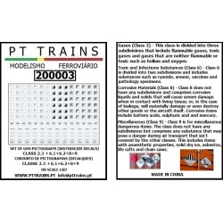 150 calcas indicativos mercancía peligrosa 200003 PT Trains Escala H0
