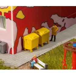 2 contenedores de basura amarillos 180913 Faller Escala H0