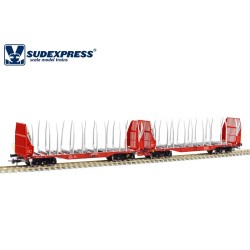 2 vagones articulados Ibercargo Sggmrrs S657002 Sudexpress Escala H0