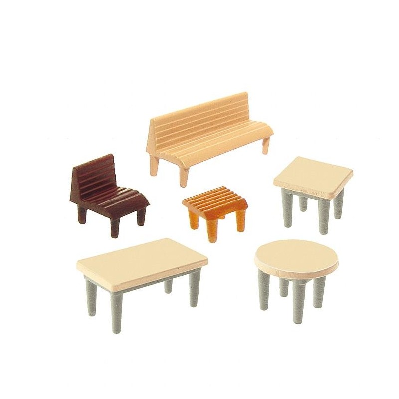 Set de 7 mesas, 24 sillas y 12 bancos 272440 Faller Escala N